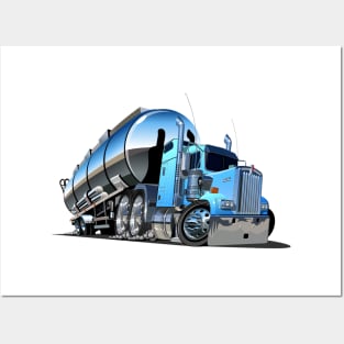 Cartoon semi tanker truck Posters and Art